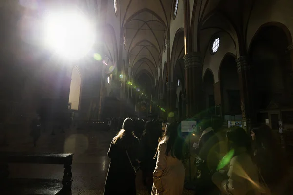 Bologna Italia Febrero 2020 Interior Basílica San Petronio Iglesia Principal —  Fotos de Stock