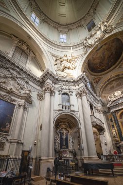BOLOGNA, İtalya - 14 Şubat 2020: Bbarok Kilisesi Santa Maria della Vita 1787 yılında Giuseppe Tubertini tarafından tasarlandı.