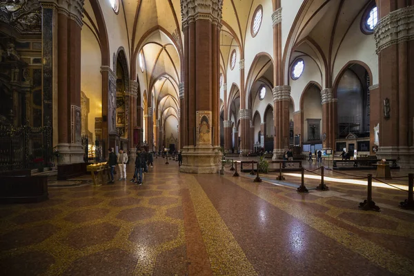 Bologna Italy February 2020 Interior San Petronio Basilica Main Church — Stock Photo, Image