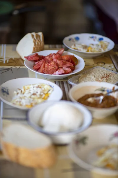 Diverses Assiettes Libanaises Cuisine Méditerranéenne — Photo