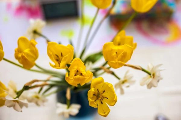 Zbliżenie Uschniętych Tulipanów Wazonie — Zdjęcie stockowe