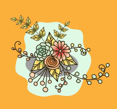 Retro çiçek tasarım öğeleri arka plan