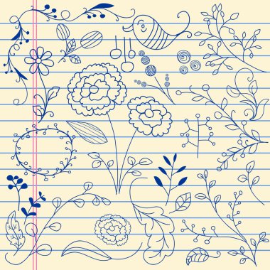 Çiçek Doodle öğeleri tasarımlar