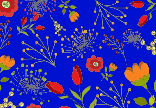 Virágok elemek kék háttér — Stock Vector