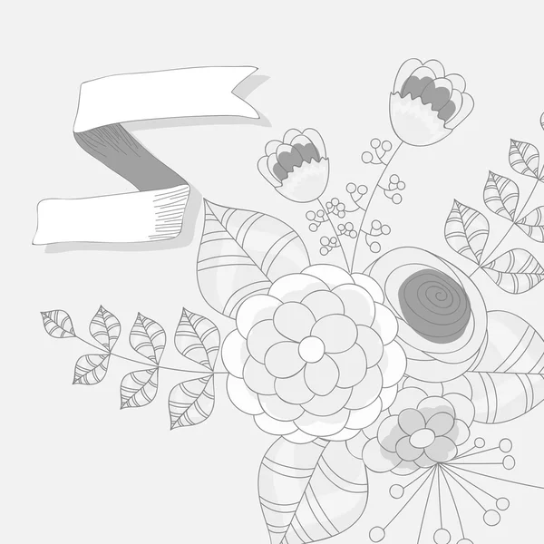 Doodle Blumen Vektor Zeichnung Hintergrund — Stockvektor