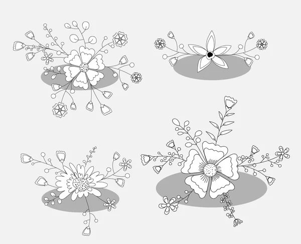 Disegni di fiori disegnati a mano — Vettoriale Stock