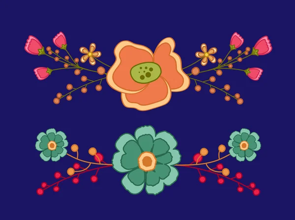 Divisores florales cómicos — Vector de stock