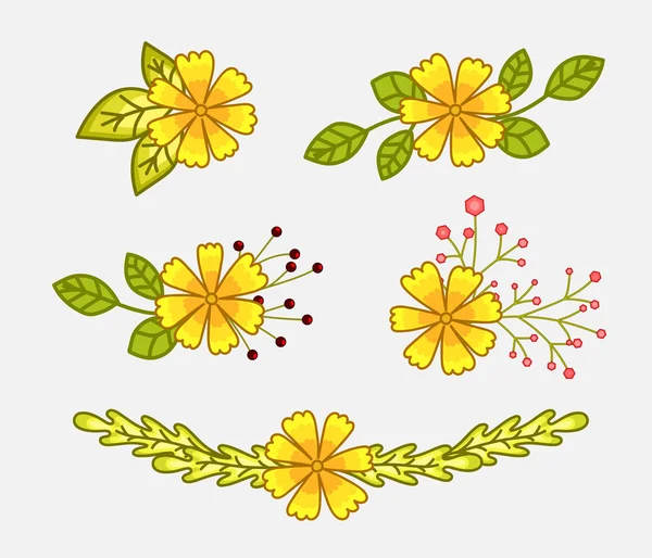 Flores amarillas frescas — Vector de stock