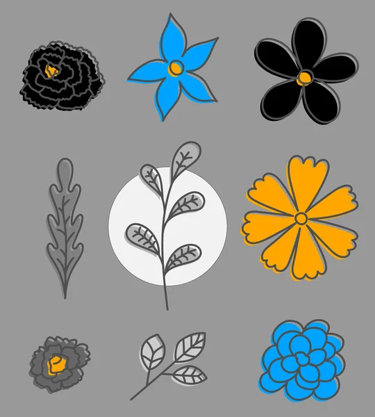 Hand-Drawn Floral Elements — Stock Vector