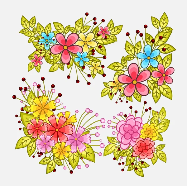 Flores coloridas Elementos decorativos — Archivo Imágenes Vectoriales