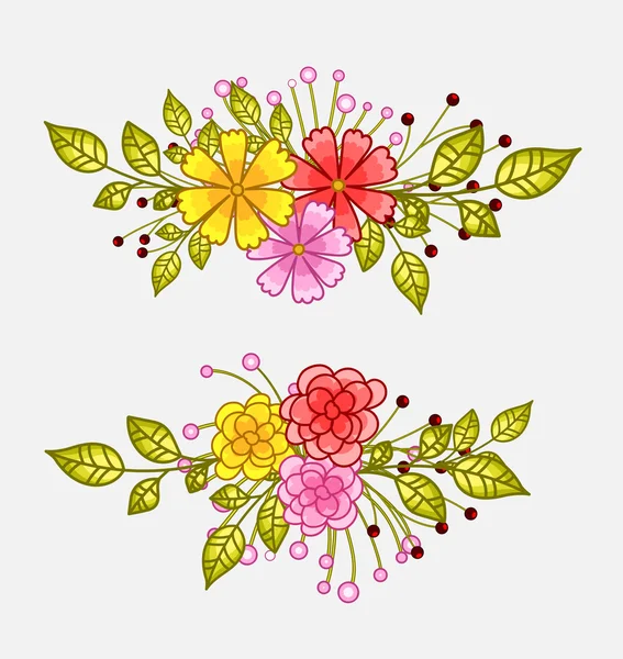 Divisores de flores de colores brillantes — Vector de stock