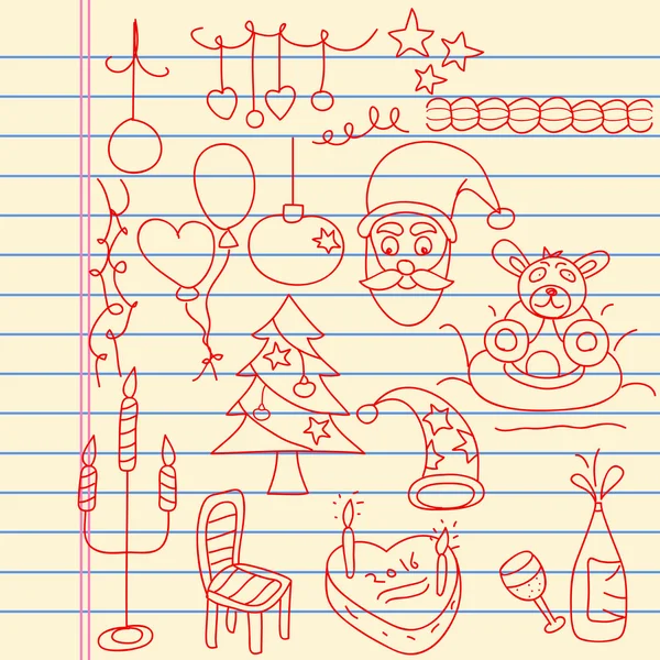 Bambini Doodle Art per Natale — Vettoriale Stock