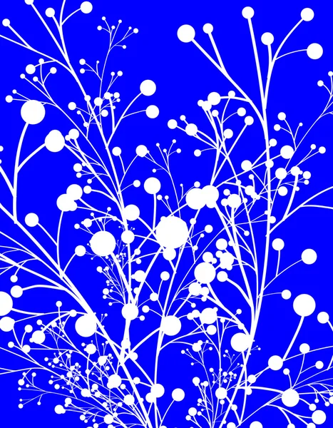 Floral Elements Silhouette on Blue Background — Stock Vector