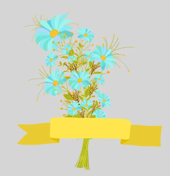 ビンテージ花花束グリーティング バナー — ストックベクタ