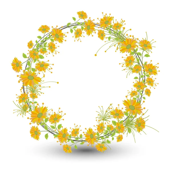 Autumn Flowers Wreath Design — Stock Vector