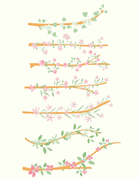 Vintage Flowers Branches — Stock Vector
