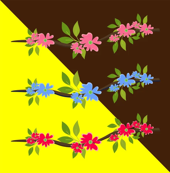 Όμορφα λουλούδια κλαδιά διάνυσμα — Διανυσματικό Αρχείο
