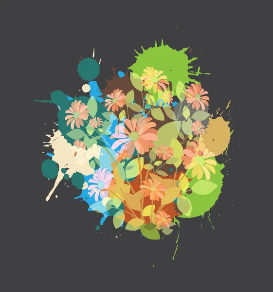 Grunge-Blumen malen Vektorgrafik — Stockvektor