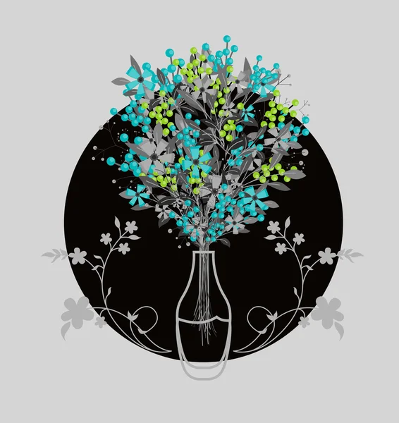 Fancy Decor Fleurs Bunch avec vase — Image vectorielle