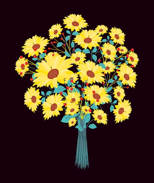 Zářivě žluté květy kytice — Stockový vektor
