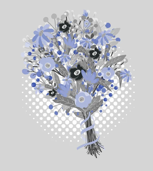 Vintage Bouquet aislado sobre fondo de medio tono — Archivo Imágenes Vectoriales