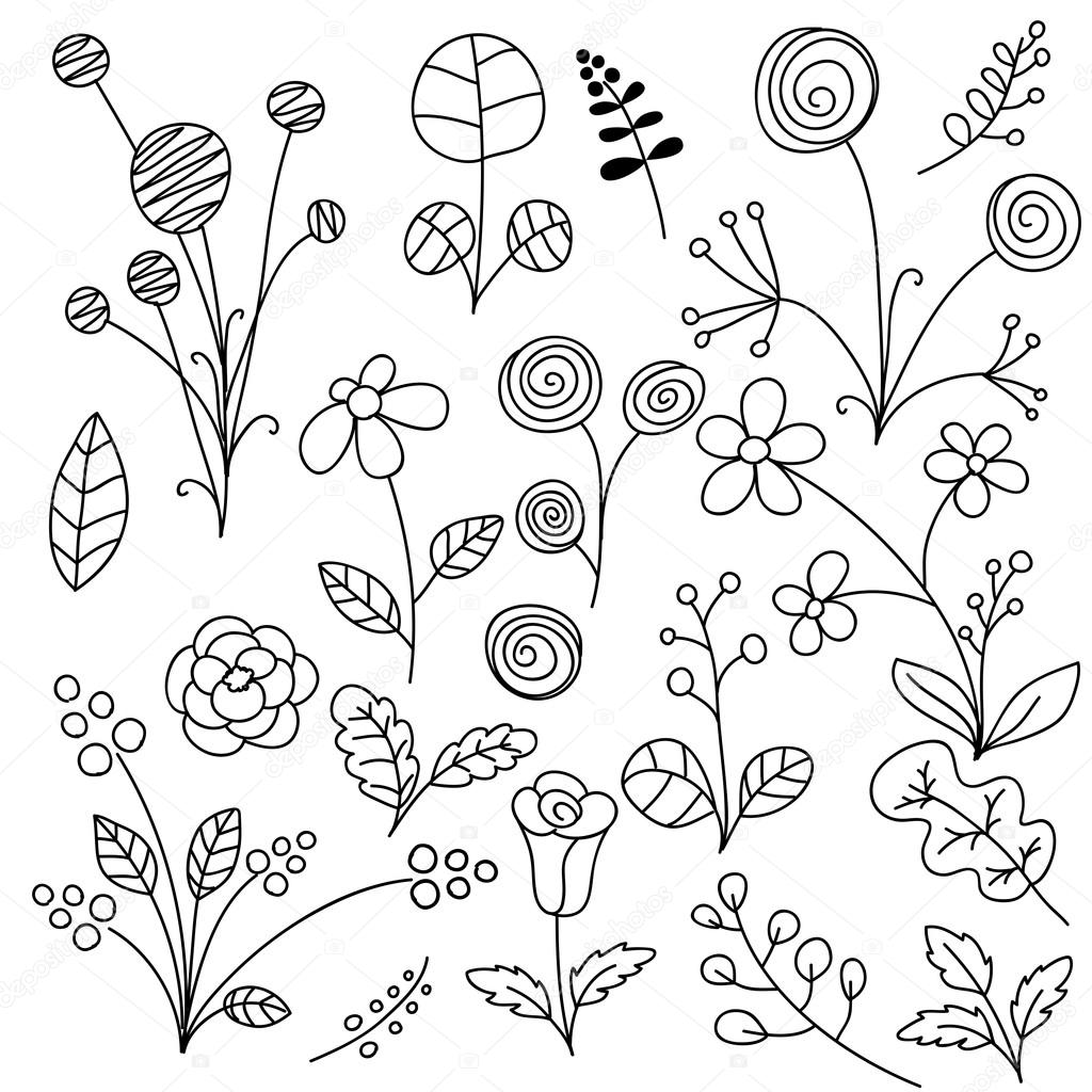 Foliage Elements Doodle Art