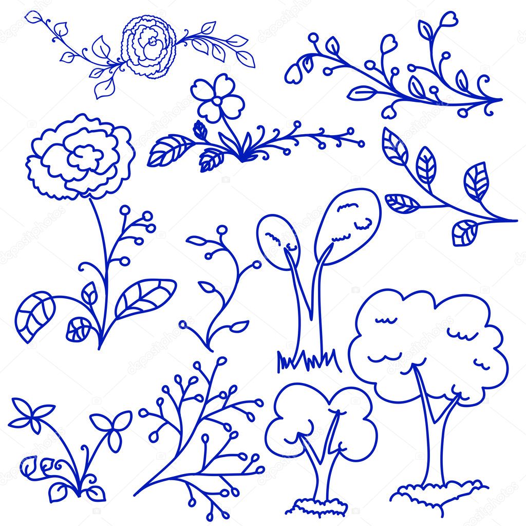 Nature Flowers Doodle Art