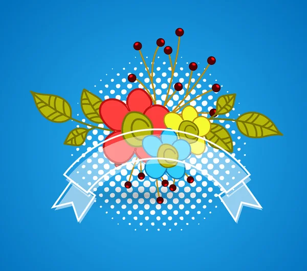 Bannière de salutation de fleurs colorées — Image vectorielle