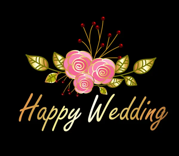 Щасливе весілля шаблон привітання — стоковий вектор
