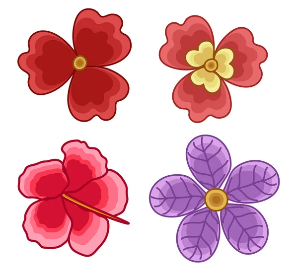 4 つの美しい花のベクトルのセット — ストックベクタ
