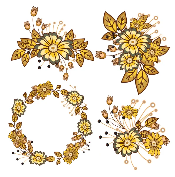 エレガントな花のフレーム デザイン ベクトルを設定 — ストックベクタ