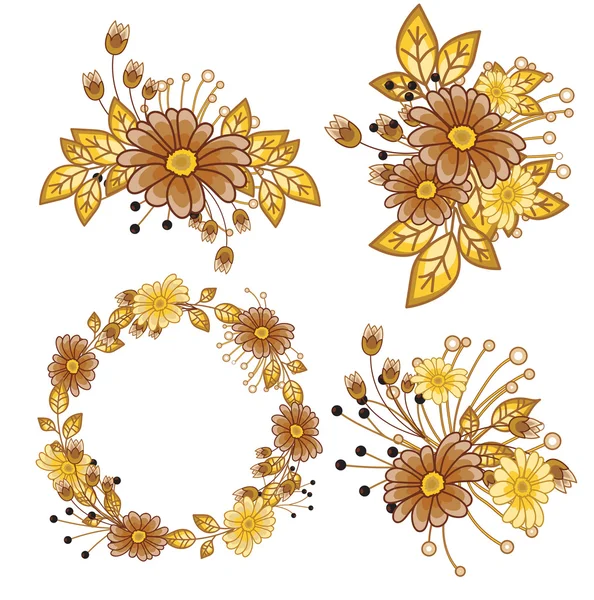 Ensemble élégant de conception de cadre de fleurs — Image vectorielle