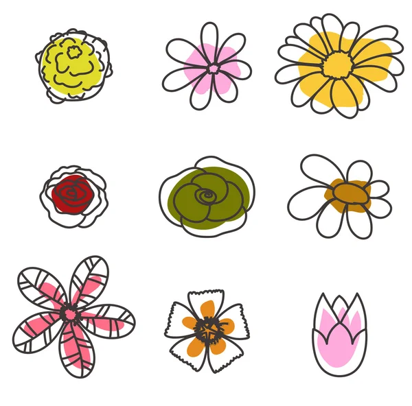 Hand Drawn Flowers — Stock Vector