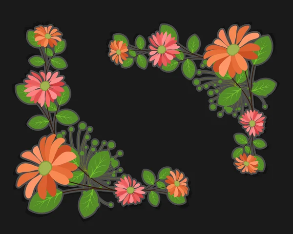 Ρετρό λουλούδια γωνία καρέ διάνυσμα — Διανυσματικό Αρχείο