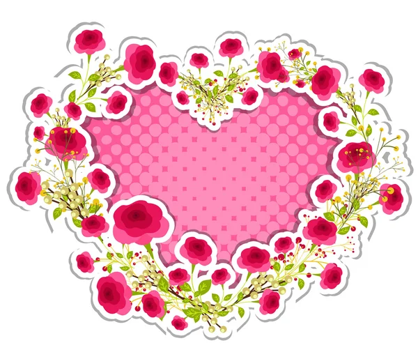 Valentine Heart Frame Made of Roses — Stock Vector