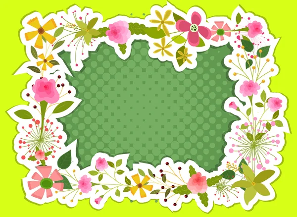 Sticker cadre fleurs fantaisie — Image vectorielle
