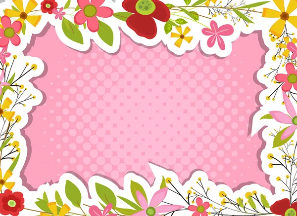 Adesivo cornice Fiori Scrapbook — Vettoriale Stock