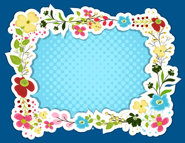 Scrapbooking blommor ram klistermärke — Stock vektor