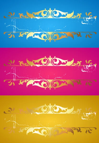 Banners florecientes dorados — Vector de stock