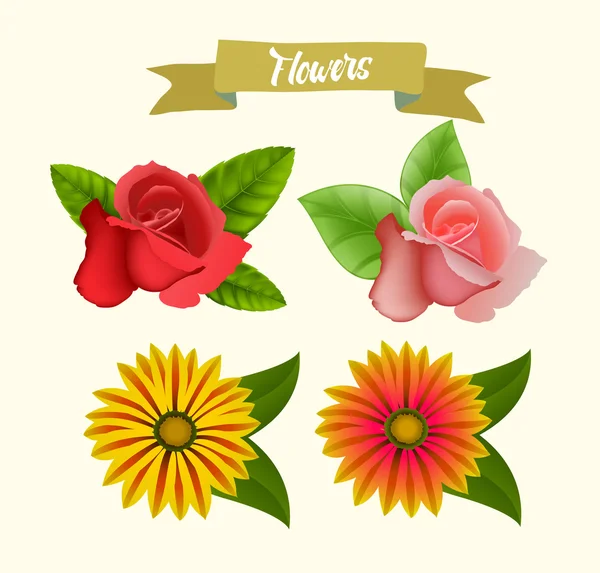 Flores românticas Vetor — Vetor de Stock