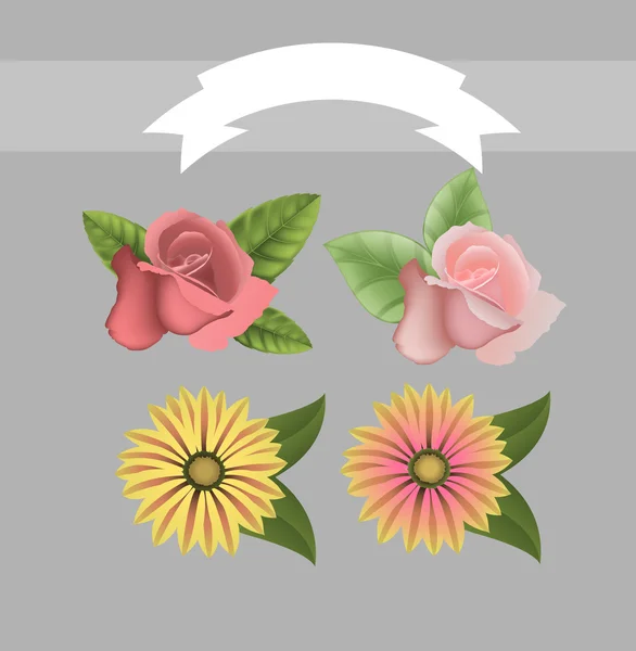 花のベクトルのセット — ストックベクタ