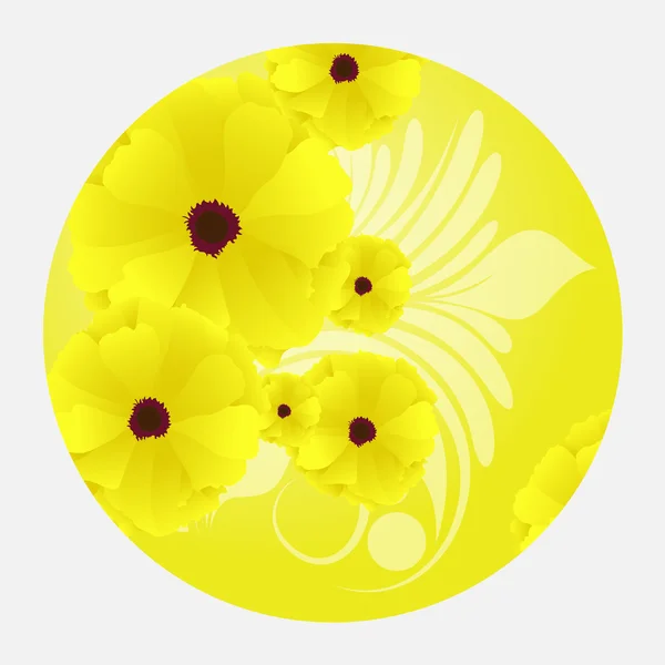 Fundo floral amarelo brilhante — Vetor de Stock