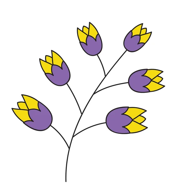 Vector de rama de flores de tulipán — Vector de stock