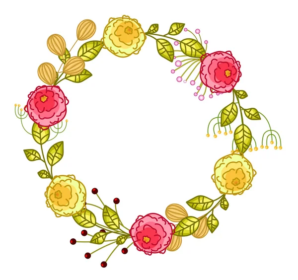 バレンタインの花のリース デザイン — ストックベクタ
