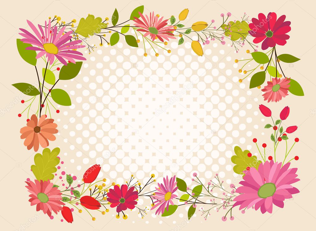 Beautiful Flowers Frame Design Stock Vector Baavli