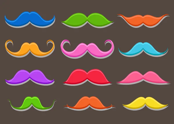 Colorful Mustaches Set — Stock Vector