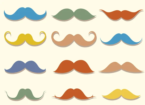 Colorful Moustaches Set — Stock Vector
