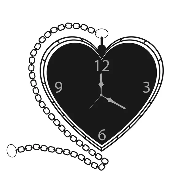 Vecteur d'horloge de poche rétro en forme de coeur — Image vectorielle