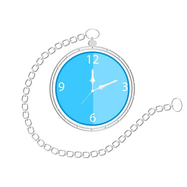 Pocket Clock with Chain — Stock Vector