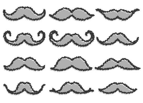Rough Moustaches Design Set — Stock Vector